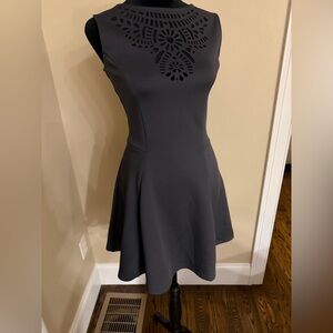H&M Elegant Gray Sleeveless Laser Cut Dress